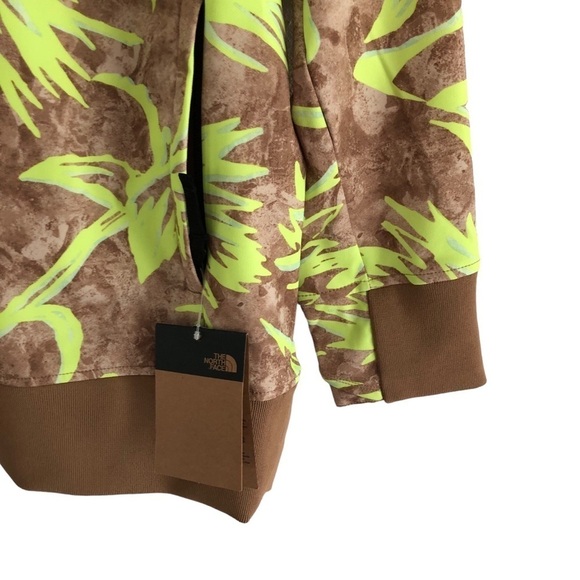 The North Face Hoodie Tekno Utility Brown Neon Prairie Paint Brush Print Large - Picture 4 of 13